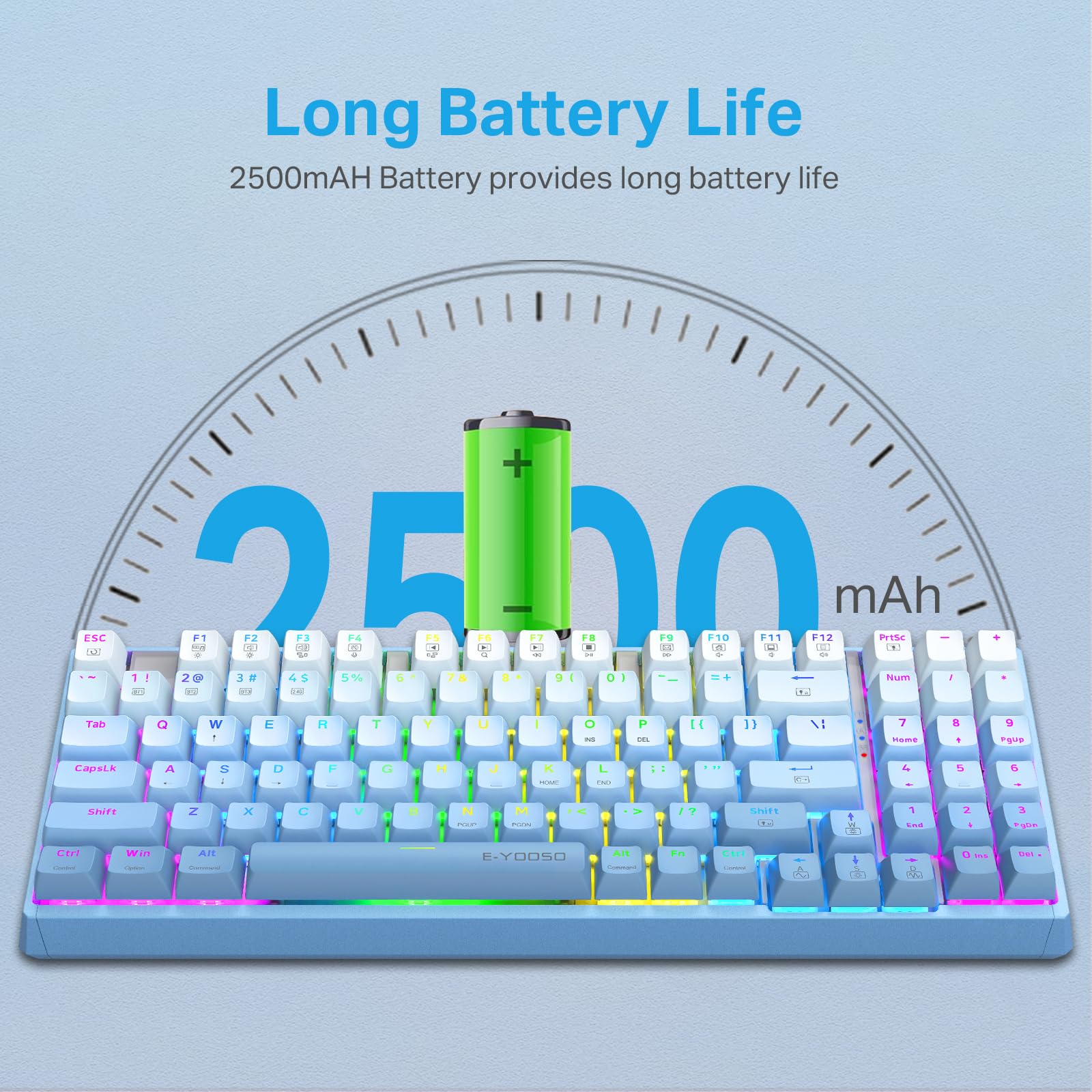 Amazon.com: Tri-Mode RGB Backlit Mechanical Keyboard, Rechargeable