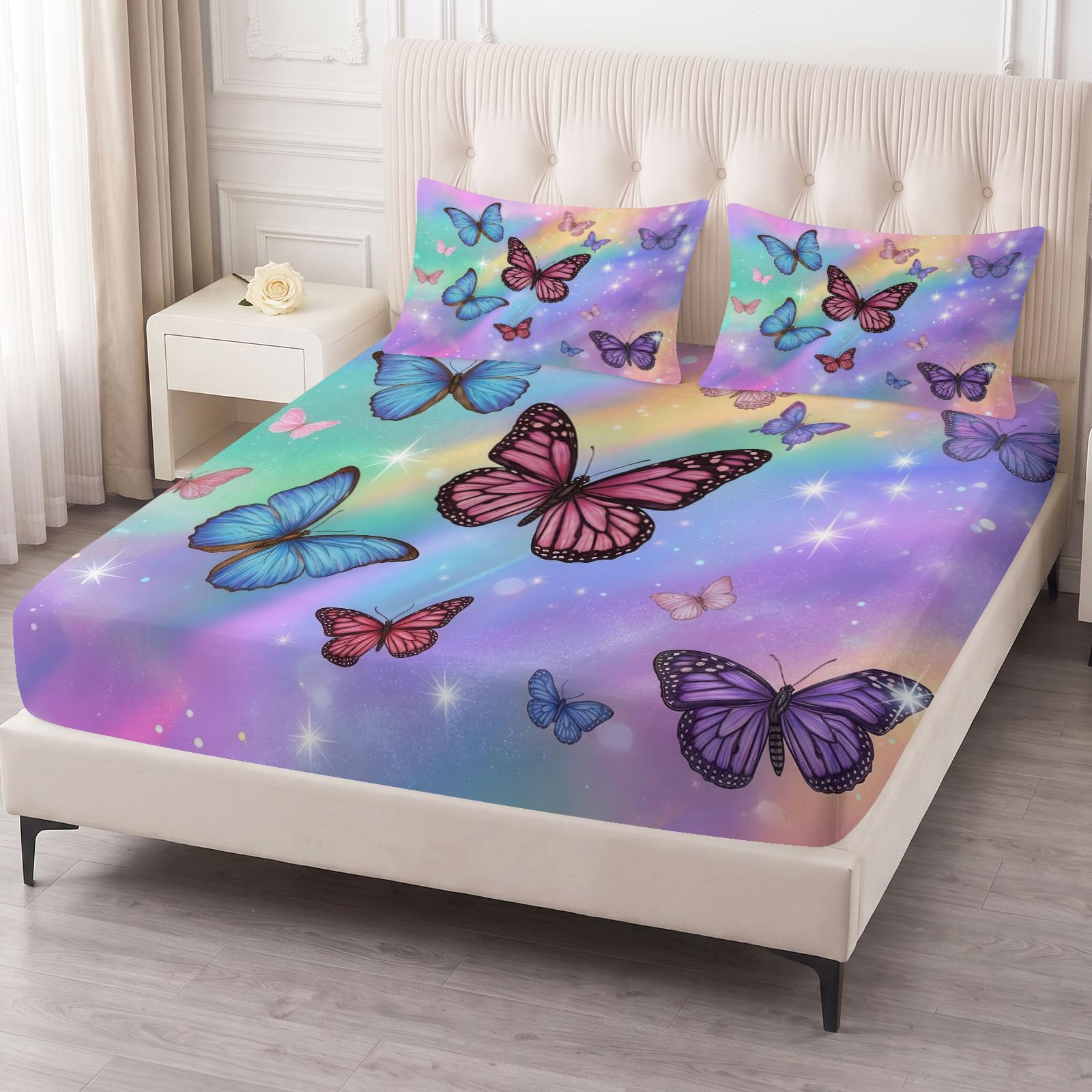 Prześcieradło z gumką na łóżko King Romantic Rainbow 150 x 200 cm