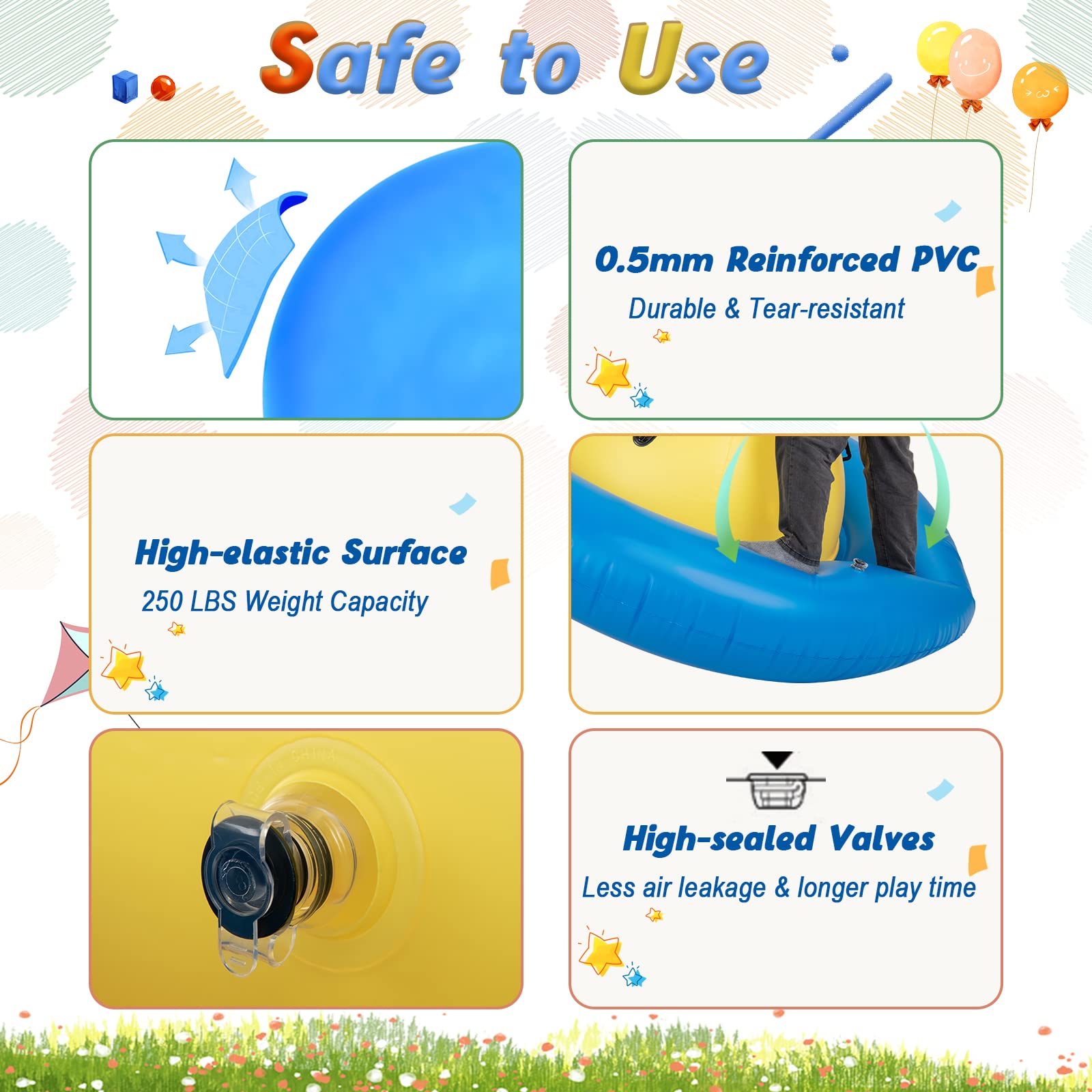 GOPLUS - Bala inflable inflable para niños (giratoria, para jardín, hasta 3 niños, capacidad 113 kg, juego al aire libre, divertido, para niños de 5 años+ bomba no incluida (azul)