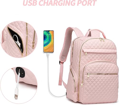 Miniatura 3 de seyfocnia Mochila de viaje para laptop, mochilas para computadora portátil para hombres y mujeres, A02 Rosa, Casual