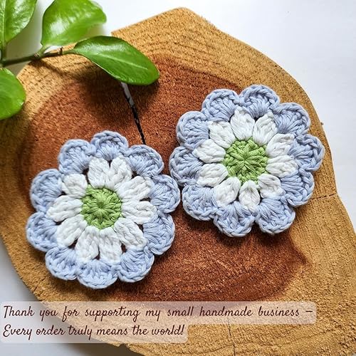 Miniatura 8 de Posavasos de algodón para automóvil, 2 unidades, lindos accesorios de automóvil para mujeres, posavasos para portavasos (Misty Bloom)