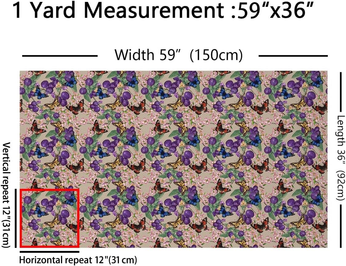 Watercolor Butterfly Fabric by The Yard Purple Tie Dye Wild Garden Flowers No Stretch Fabric Outdoor Moth Botanical Floral Dreamy Soft Flannel Polyester Fabric for DIY Projects 2 Yard Bolt,72x59