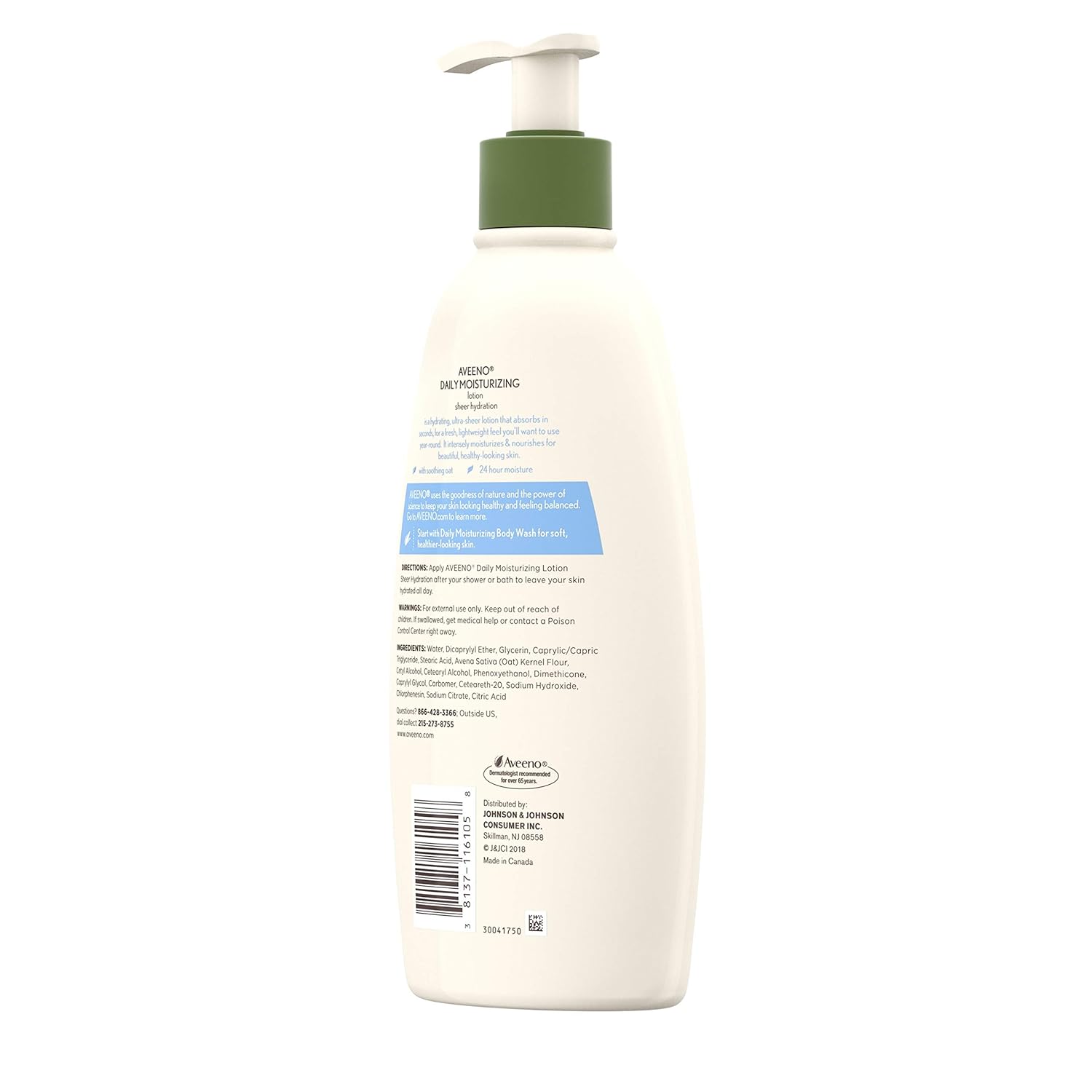 Aveeno Sheer Hydration Daily Moisturizing Lotion for Dry Skin with Soothing Oat, Lightweight, Fast-Absorbing & Fragrance-Free Intense Body Moisturizer, 18 fl. oz