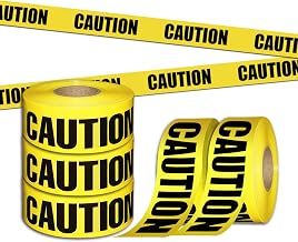 Premium Yellow Caution Tape Roll, 3 inch x 1000 feet, Ideal Use for Danger/Hazardous Areas/Crime Scene Halloween Party Decorations (3-Pack)