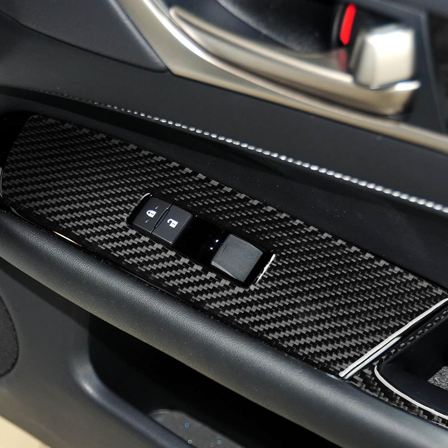 Carbon Fiber Door Window Lift Button Panel Trim Compatible with Lexus GS350 2012 2013 2014 2015 2016 2017 2018 2019 2020 Car Accessories Decoration Sticker Black 8PCS