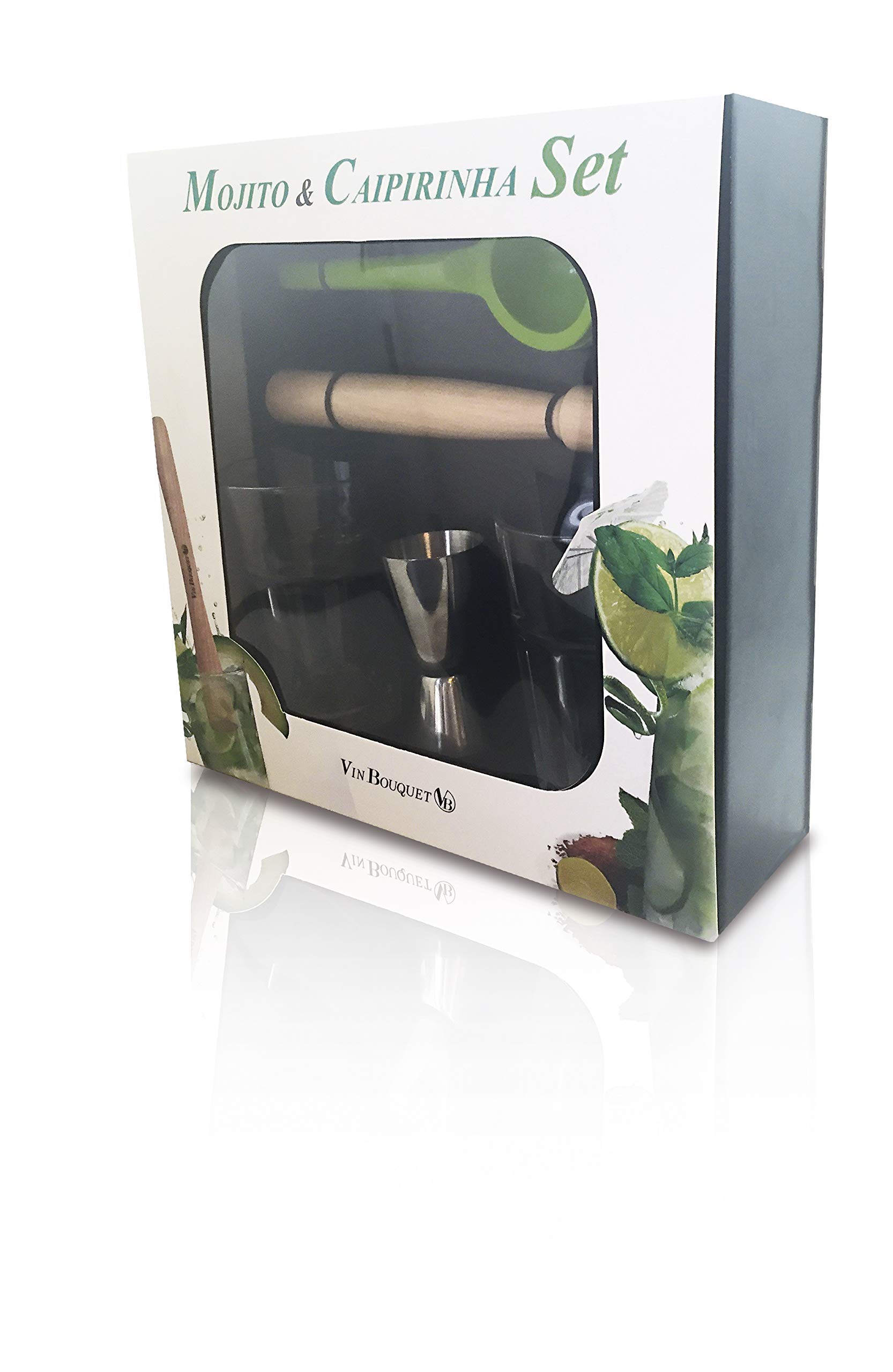 VB VIN Bouquet Set Set pour Mojito et Caipirinha, Vert