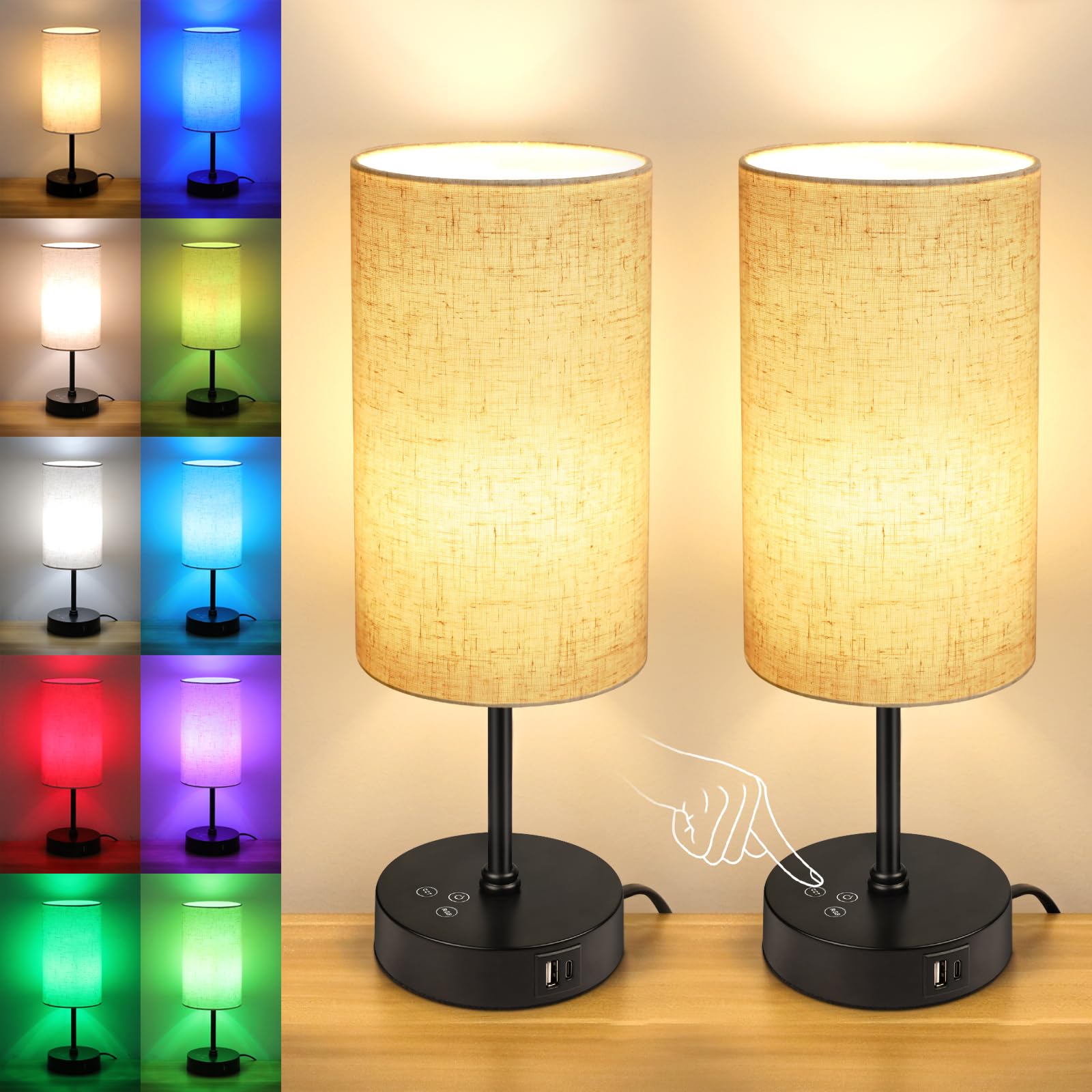 Unicozin Table Lamp Set of 2, 3 CCT 3000K/4500K/6500K & RGB Color