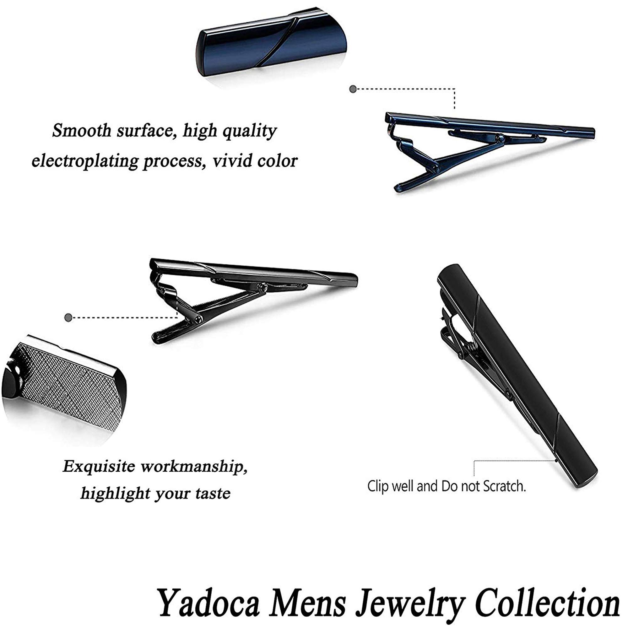 YADOCA 10-12 Pcs Pince à Cravate Classique pour Hommes Cravate Slim Tie Bar Set Business & Boîte Cadeau