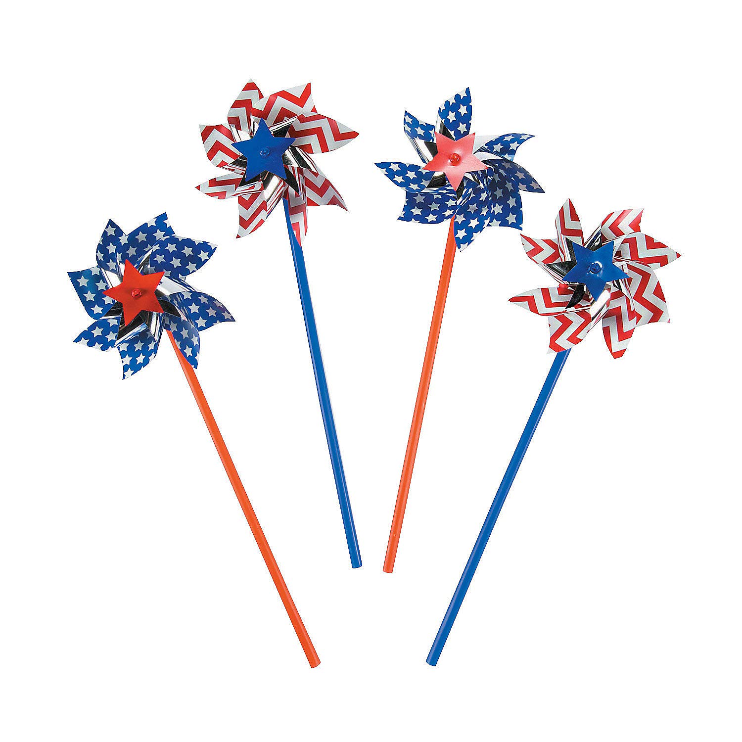 Fun Express Patriotic Pinwheels - 36 Pieces - 11" Tall - Great for Memorial Day, 4th of July, Veteran's Day and Other Celebration Events