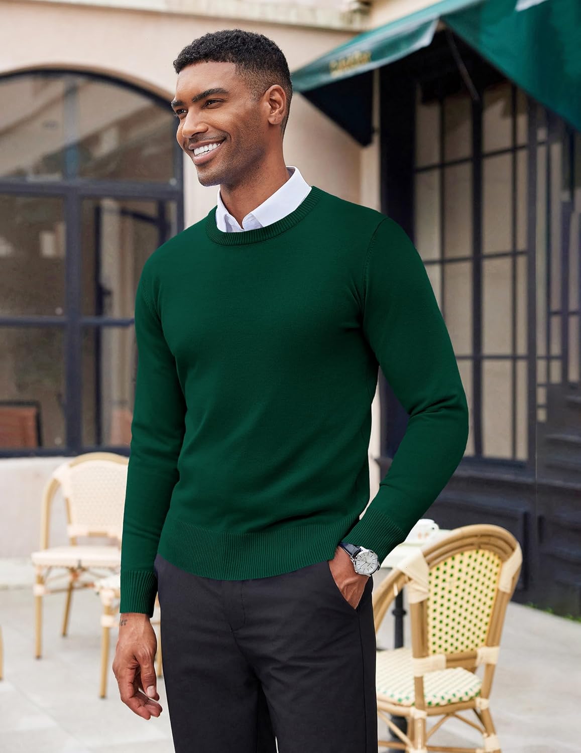 COOFANDY Men's Crew Neck Sweater Slim Fit Lightweight Sweatshirts Knitted Pullover for Casual Or Dressy Wear - Image 4