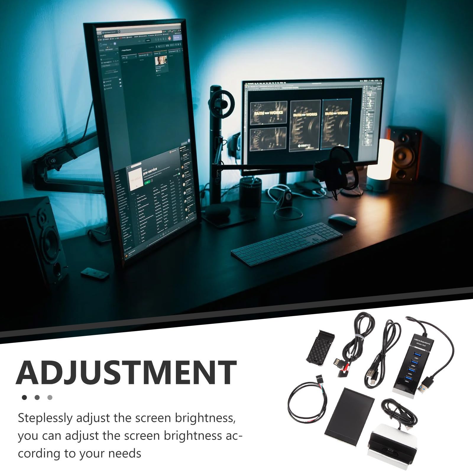 Mipcase Monitor per Case Pc, Display Secondario Usb, Monitor Temperatura Computer, Schermo Ips 3,5" 320x480, Nero, Doppia Porta Usb, Installazione Facile, per CPU Gpu Ram Hdd, Software