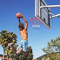 Vista 3 de GYMAX Llanta de baloncesto, repuesto de borde de baloncesto de 1518 pulgadas con red para todo tipo de clima, aro de baloncesto de repuesto