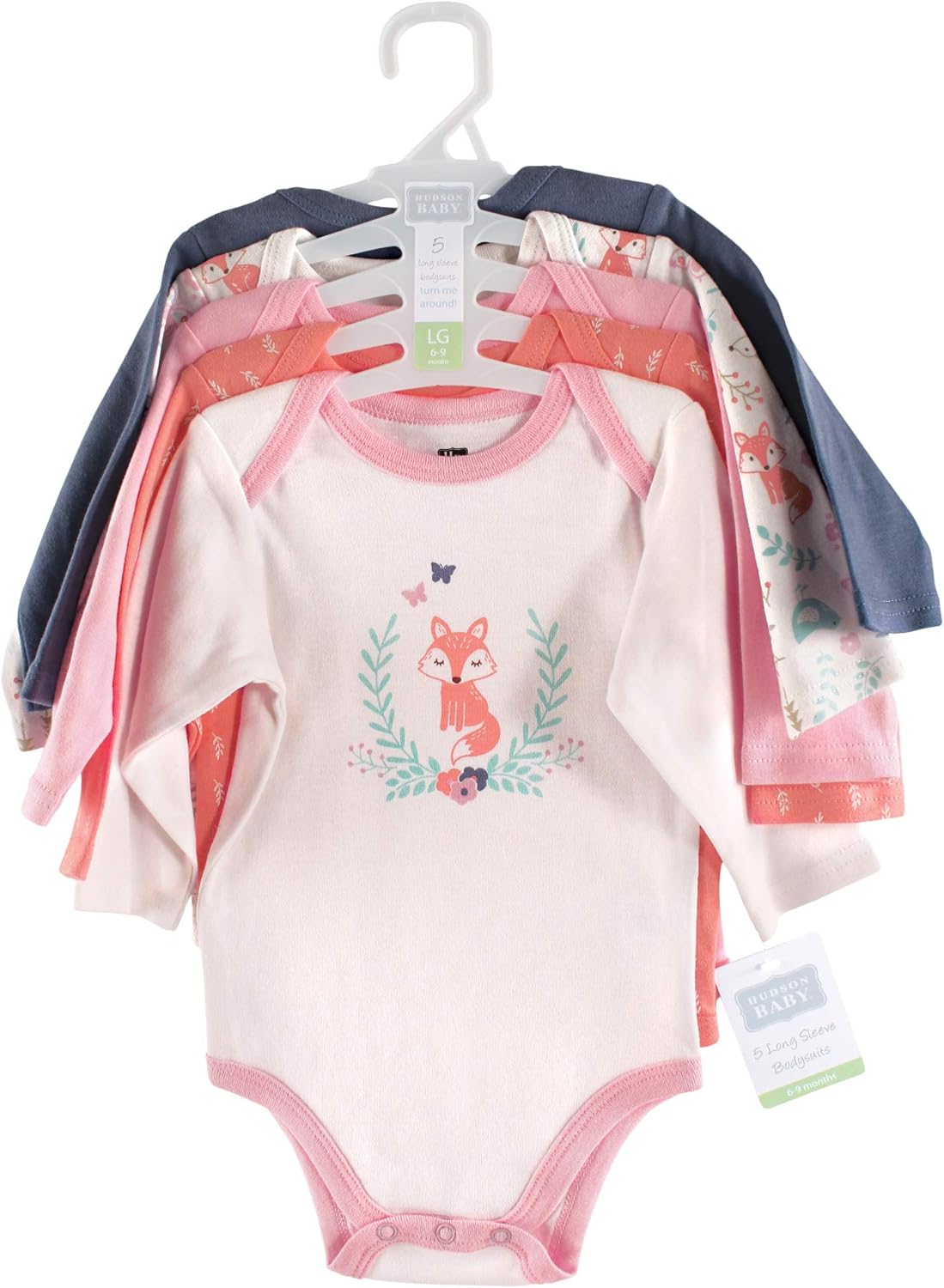 Hudson Baby baby-girls Cotton Long-sleeve Bodysuits 5-pack - Image 2