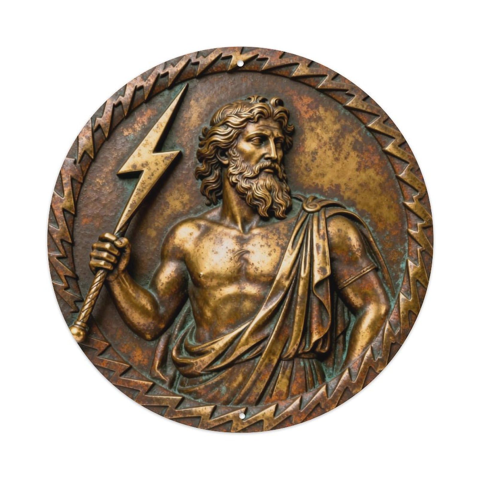 Zeus Thunder Scepter Greek Metal Tin Sign Plaque