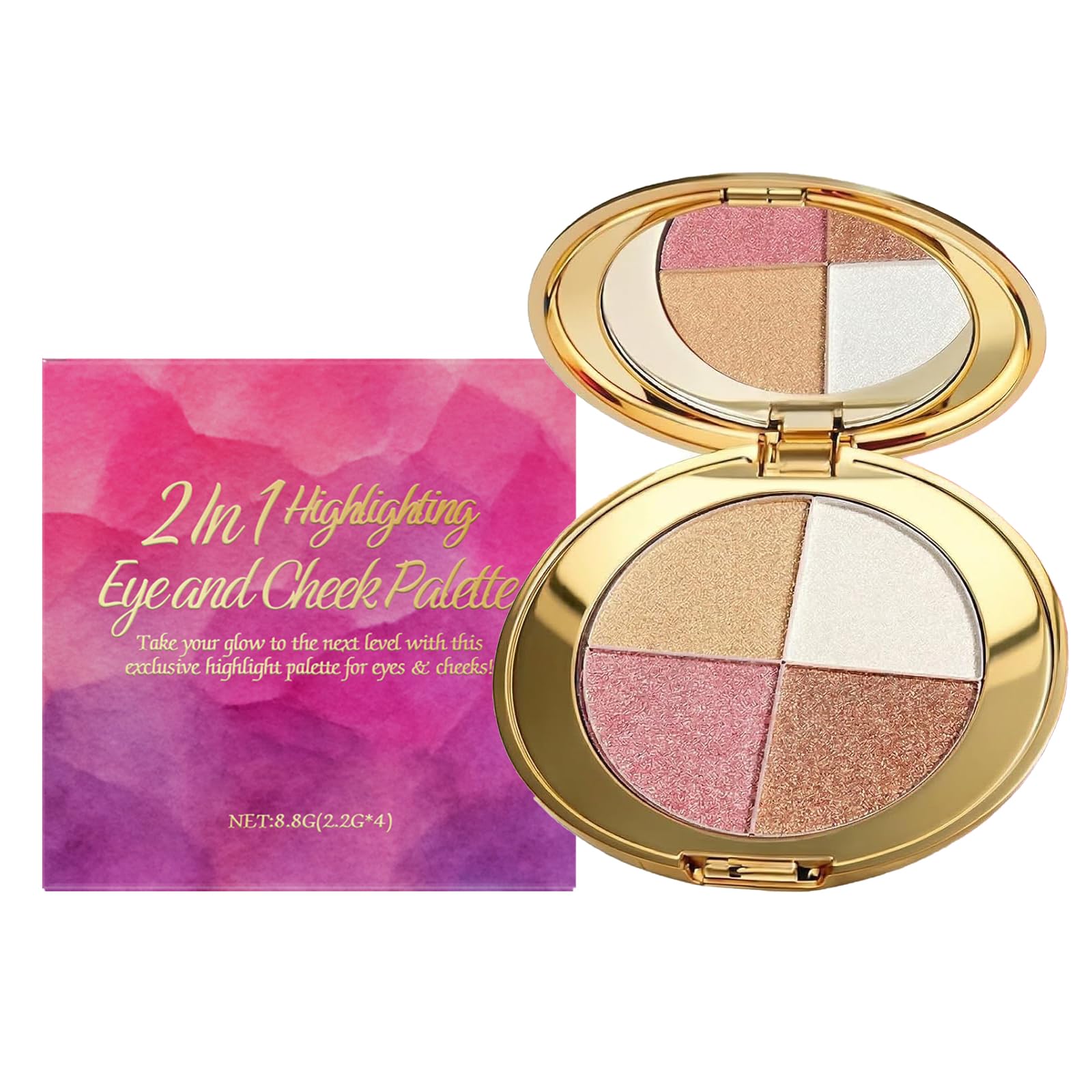 Eye & Cheek Palette - Eyeshadow and Highlighter Makeup, Eye Shadow Palettes Multifunctional Makeup Palettes Contour Kit,Shimmer Glow Face Highlighter Palette for Women Face,Natural Glow Contour Powder