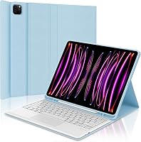 IVEOPPE iPad Pro 12.9 Billentyűzet Touchpad-dal, Mágneses QWERTZ Bluetooth Billentyűzet Tok, Kék 1