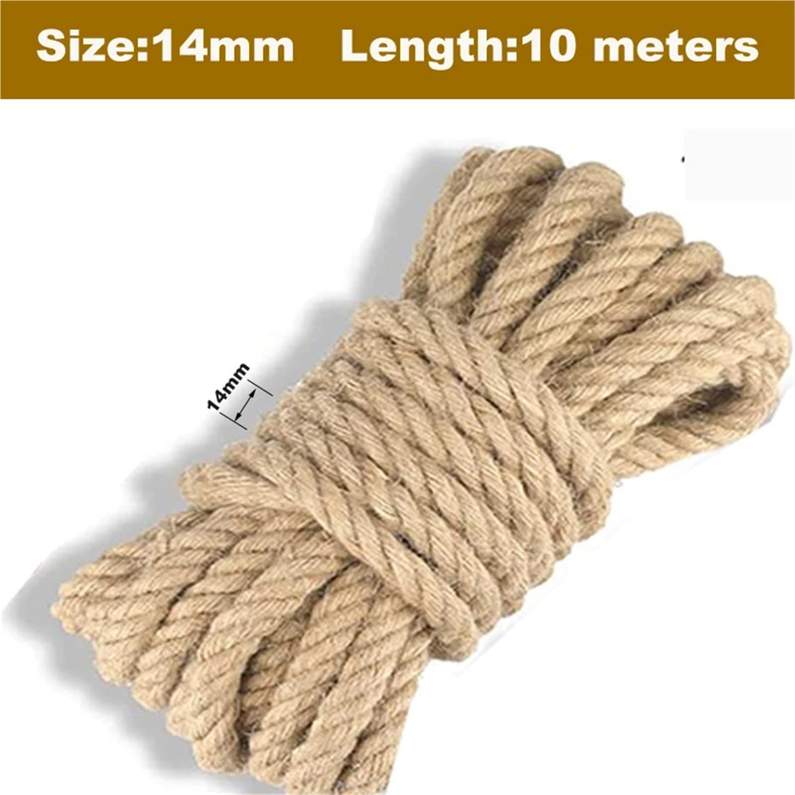 Corde en Jute Naturelle, Ficelle De Jute Paquet 10-14mm 10 Mètres(14mm 10meters)
