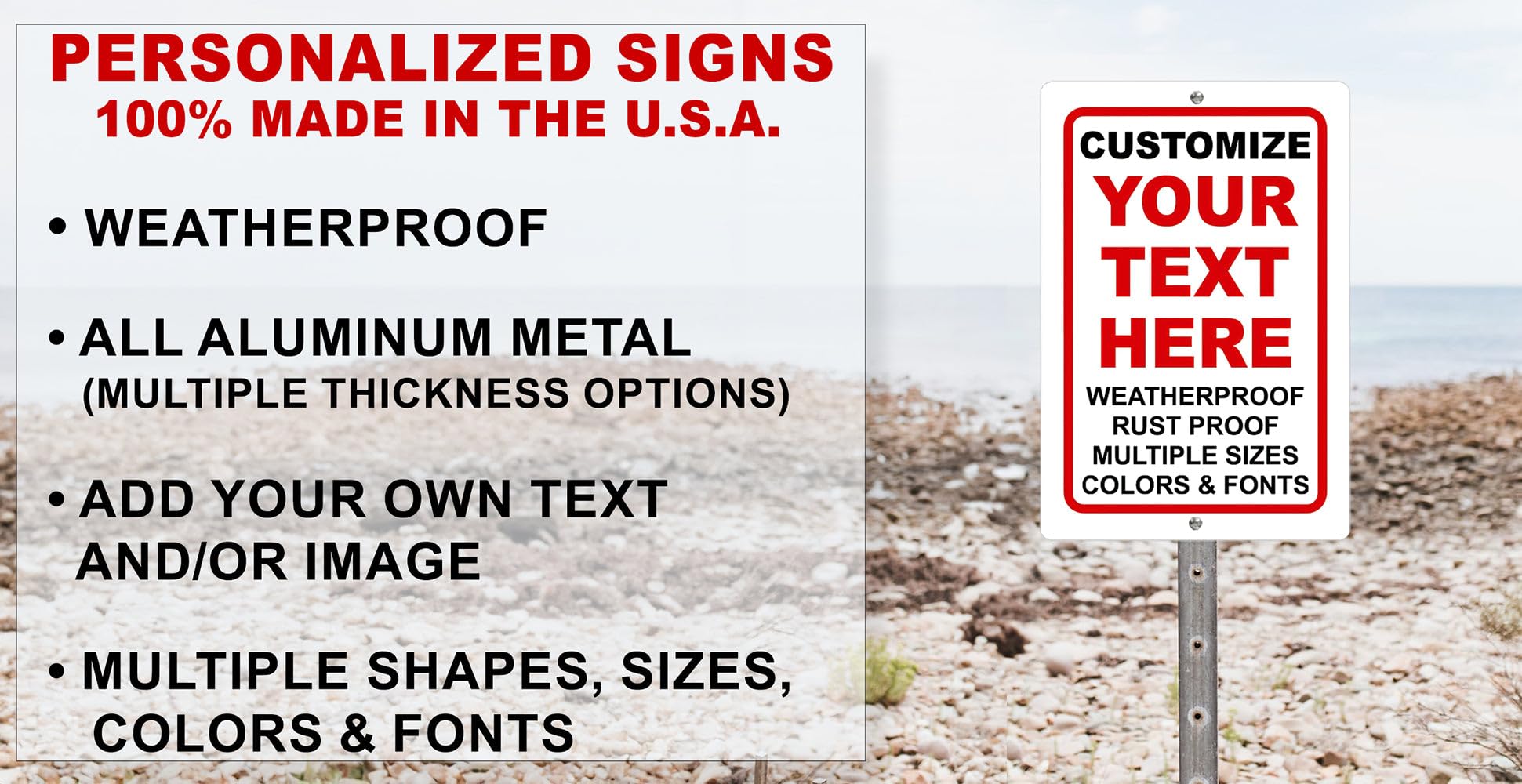 12 x 18 Aluminum Signs Custom Printed
