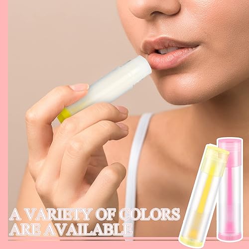 Miniatura 6 de Sumind 300 unidades de bálsamo labial colorido recipiente vacío 0.2 fl oz tubos transparentes giratorios recargables de plástico brillante lápiz