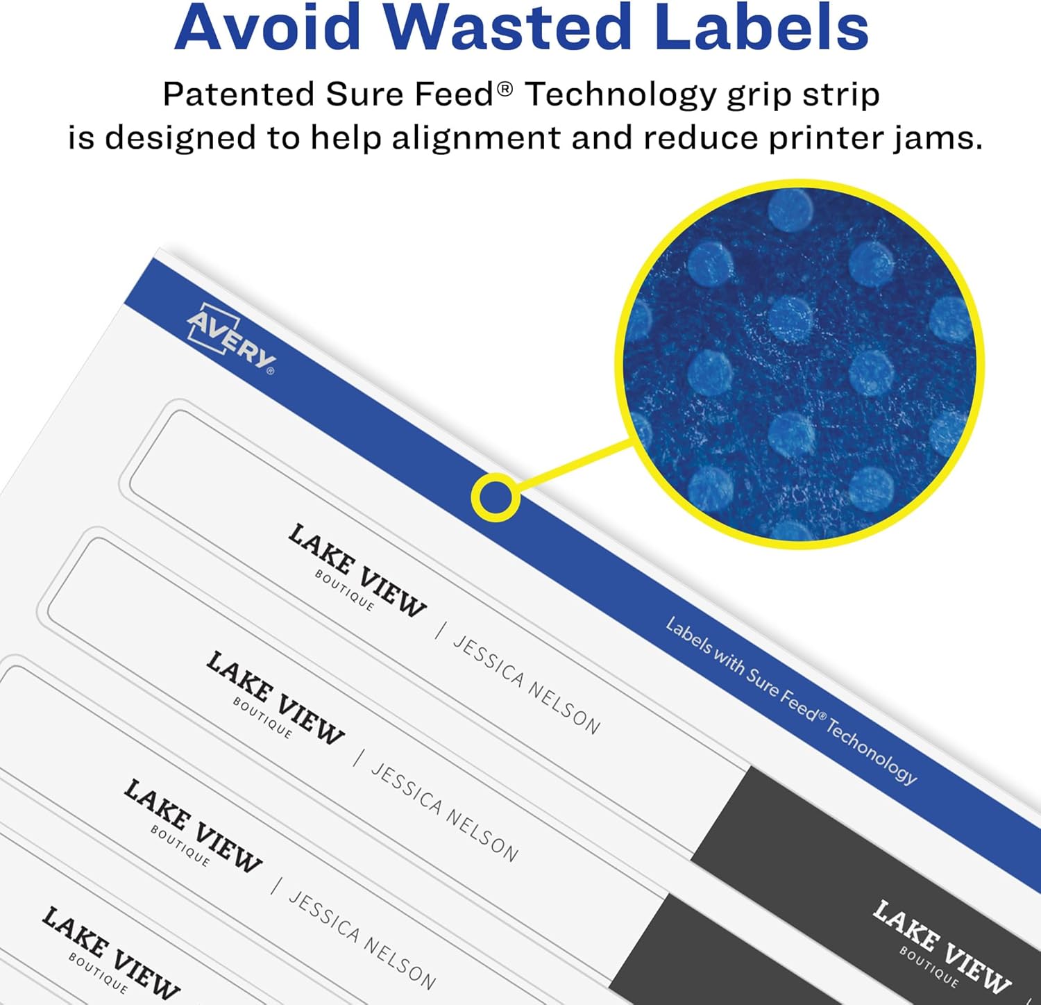 Avery Glossy Clear Rectangle Labels, Sure Feed Technology, 1.5" x 7.5", 125 Glossy Clear Labels, Print-to-The-Edge, Laser/Inkjet Printable