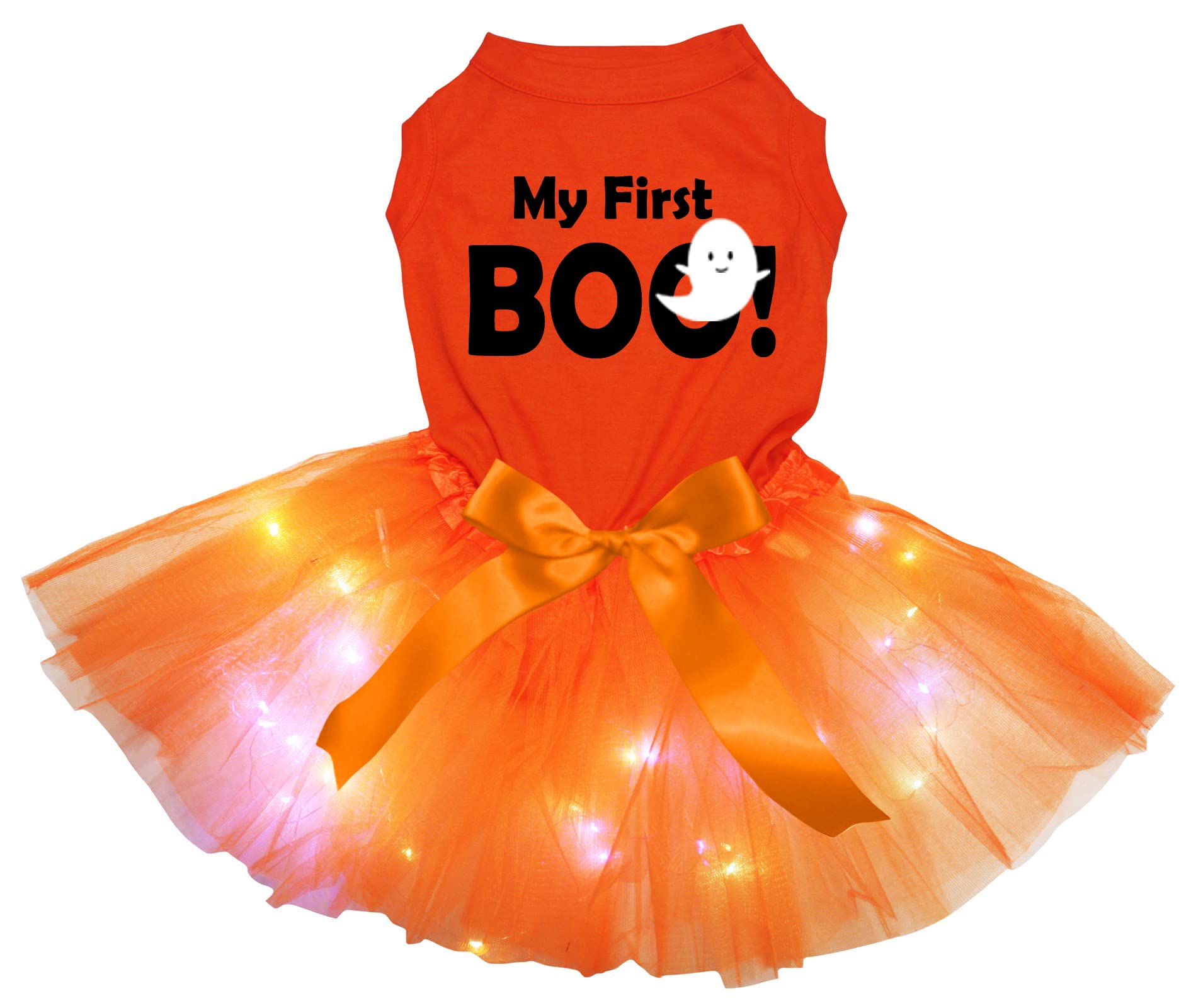 Robe pour chien orange My First Boo taille M pour le rendre visible la nuit