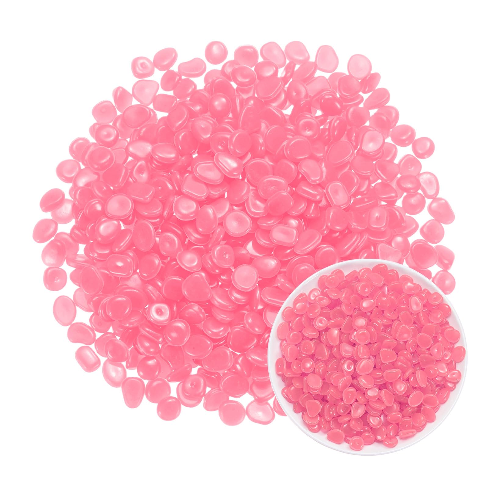 M METERXITY 1000-Pack Glow in the Dark Rocks, 0.43" Resin Outdoor Garden Decorations Luminous Pebbles Stones for Garden Plants/Aquarium/Backyard Path, Aquarium Gravel [Pink]