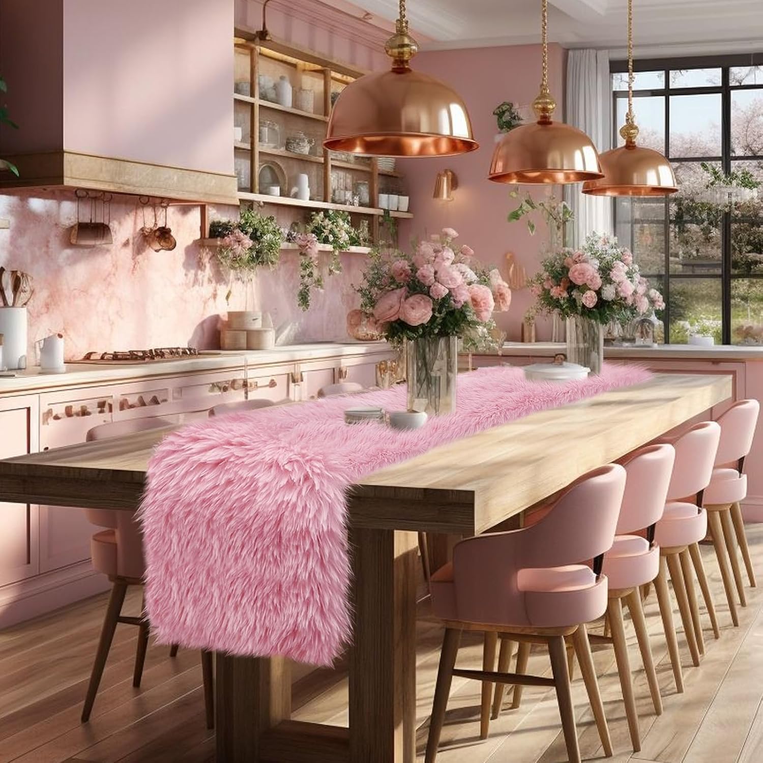 Amazon.com: yuboo Pink Fur Table Runner 72 inches, Fluffy Pink Preppy Girly  Dresser Runner Dresser Scarf for Bedroom Furniture Vanity Decor, Furry  Coffee Table Decorations for Spring Summer Birthday Wedding Party :