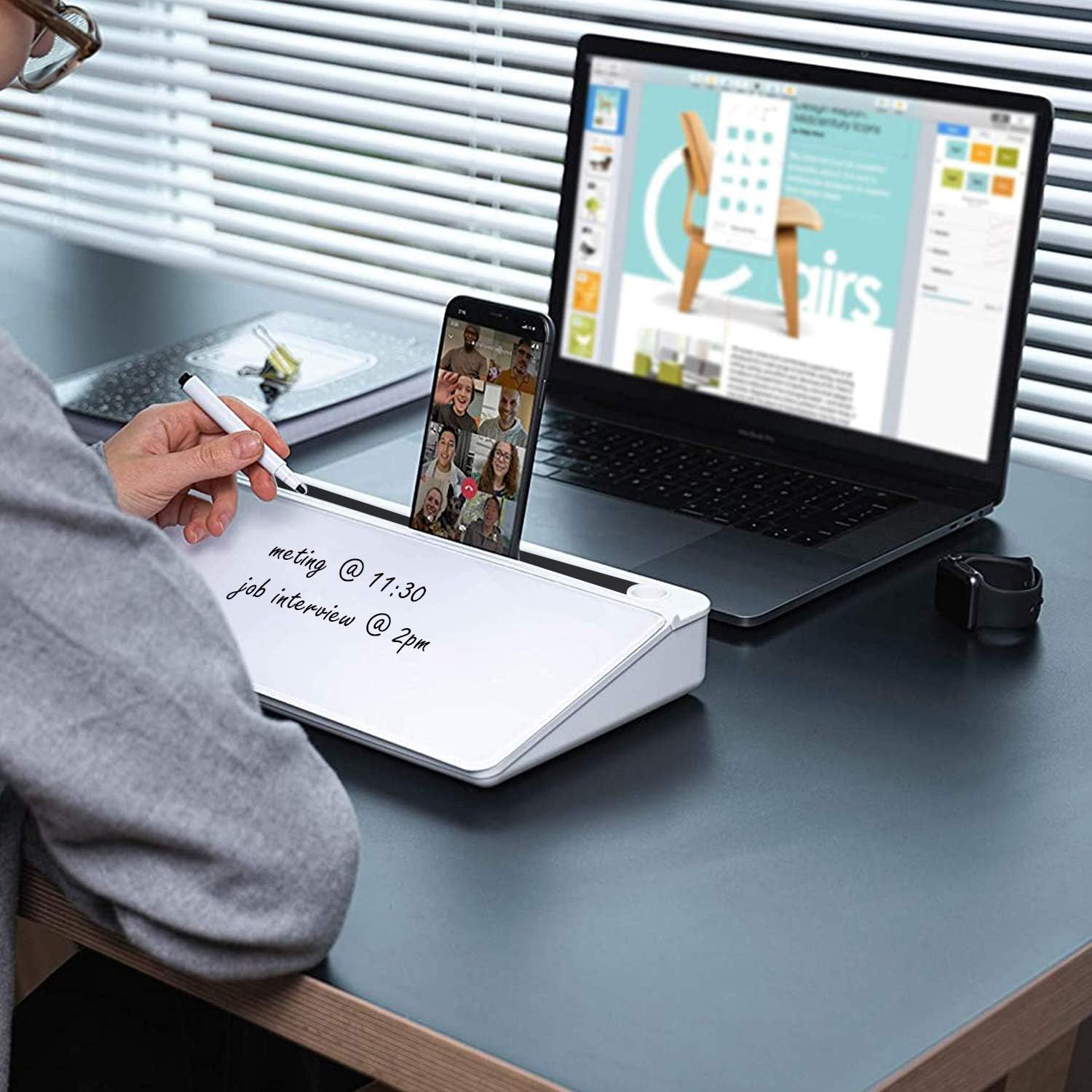 LifeKrafts Dry Erase Glass Whiteboard | Desktop Easel Board for Office, Home, School, Adults & Kids | Tabletop Writing Board | Reusable Marker Board | 2 Pens & 1 Eraser | 18x8 Inches | Pack of 1 4