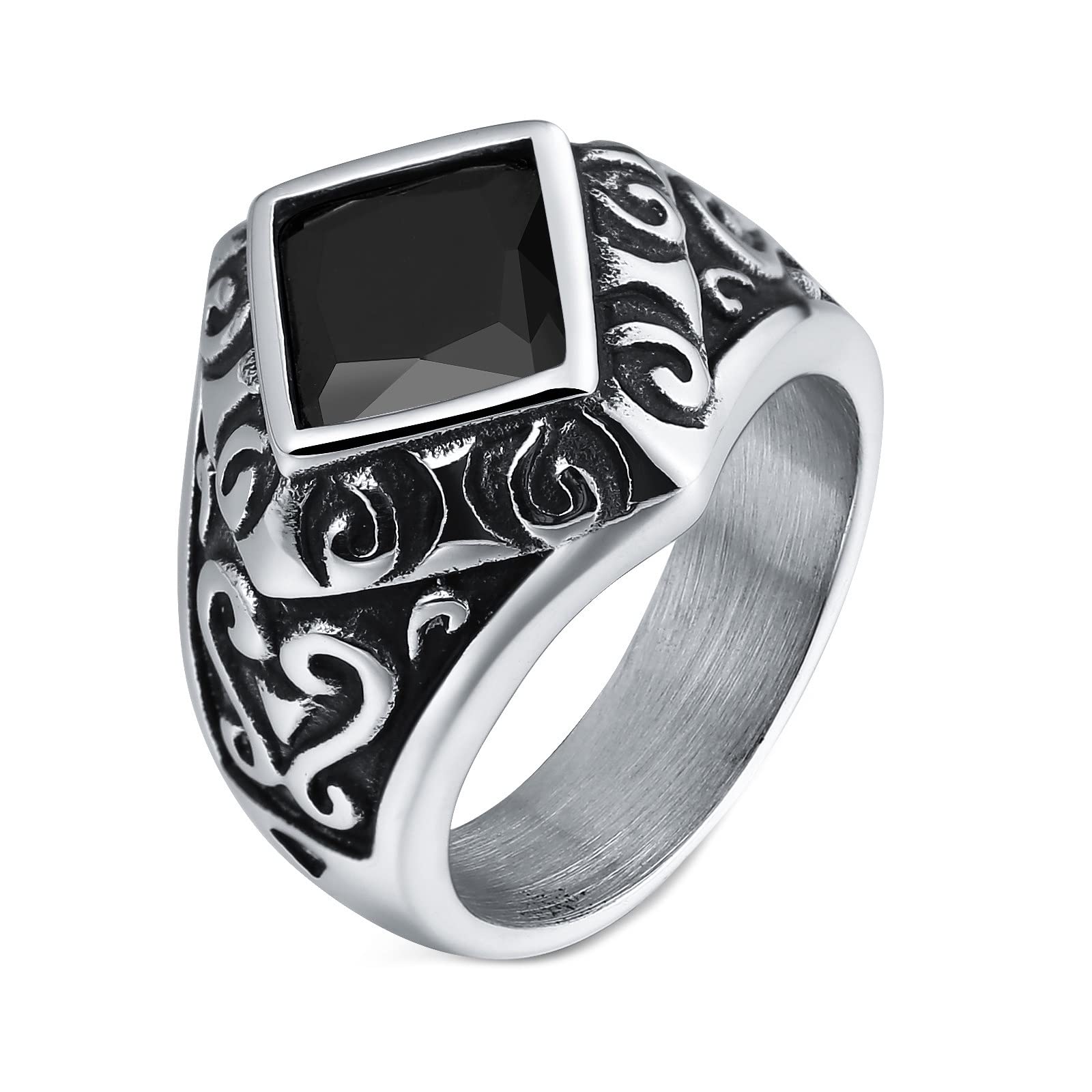 Anello di Acciaio Uomo Anelli Uomo Goth Anello Vintage in Filigrana con Zirconi Anelli Uomo Rosso/Viola/Bianco Taglia 15 to 25