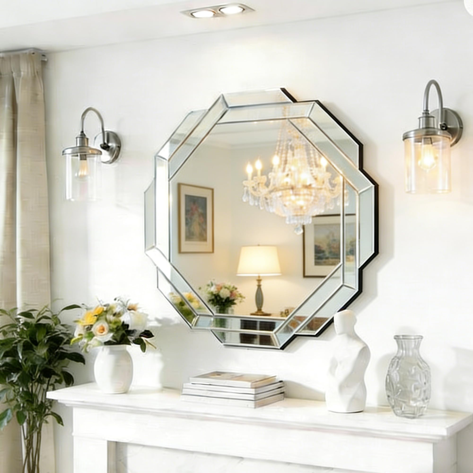 Chende 40 inch Large Octagonal Wall Mirror