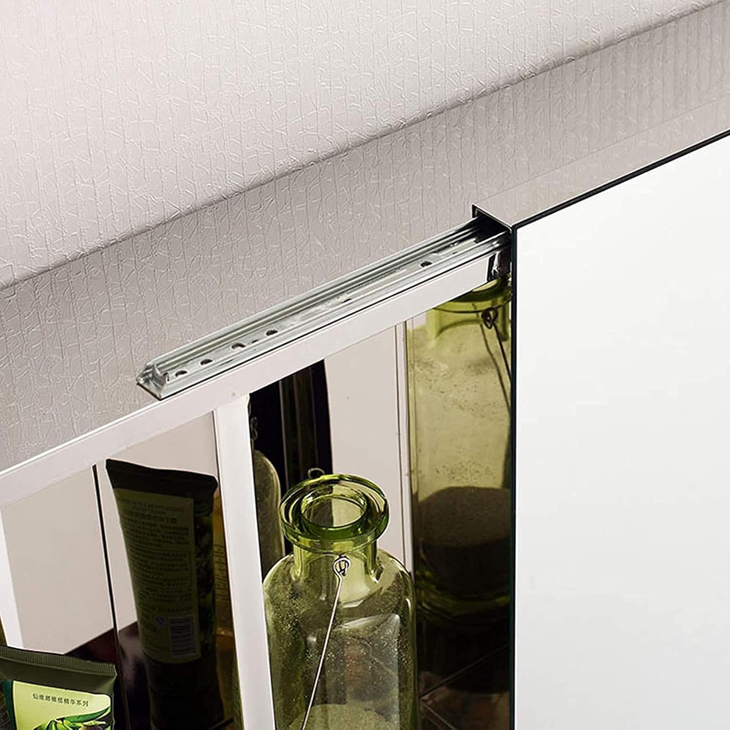 Mirrors for Bathroom Thicken WallMounted Stainless Steel Mirror Cabinet Multipurpose Storage Organizer Medicine Cabinet with Sliding Door