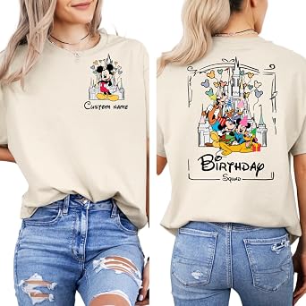 Custom Birthday Party T-Shirts Personalized Name & Character | Birthday Squad or Crew Theme | Handmade Multicolor