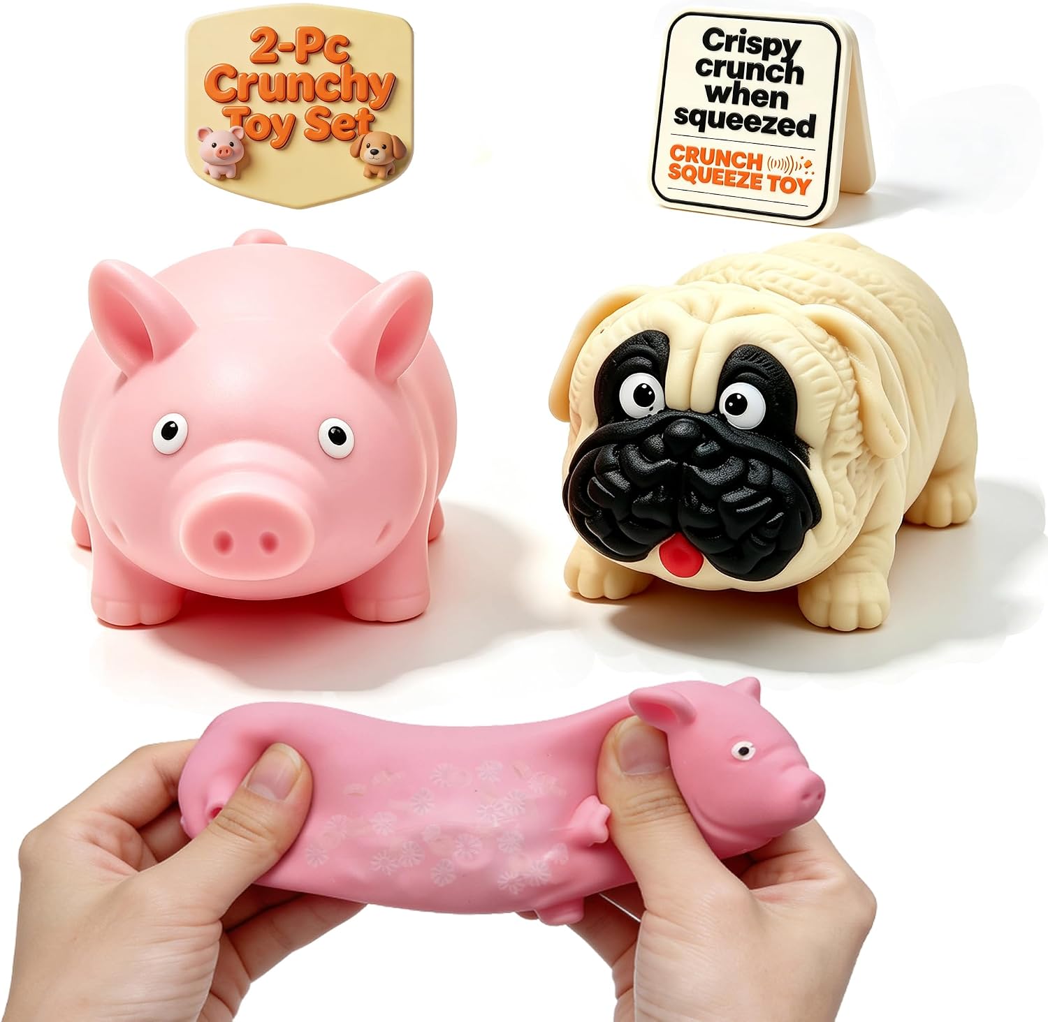 2Pack Crunchy Squishy,Slow Rising Squishy Toys,ASMR Animal Sensory Toys