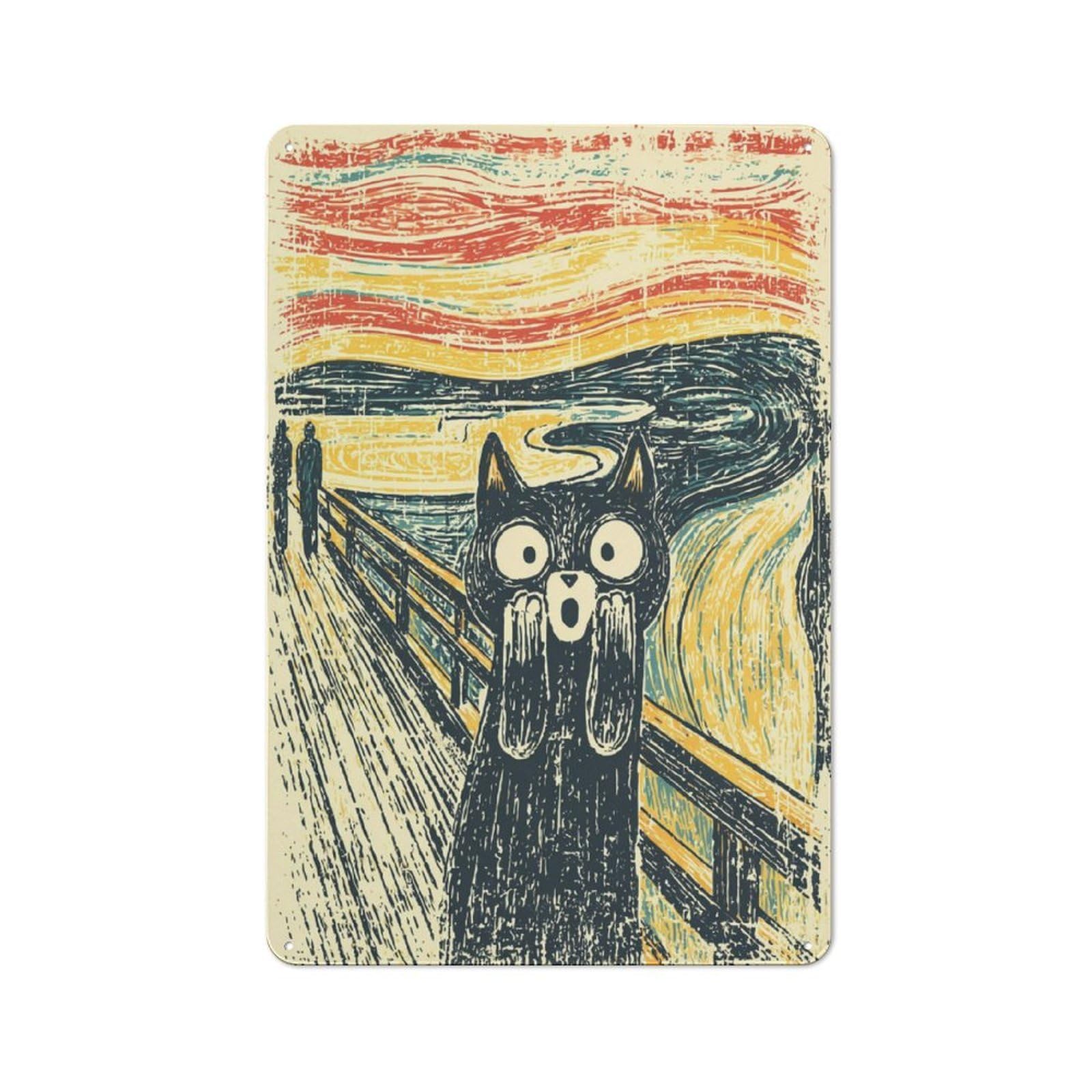 Junmoney Cat's Scream Tin Sign 30X20cm With For Pub Or Café, Rustic Decor, For Kitchen, Dining Room And Home Bar Wall Decor