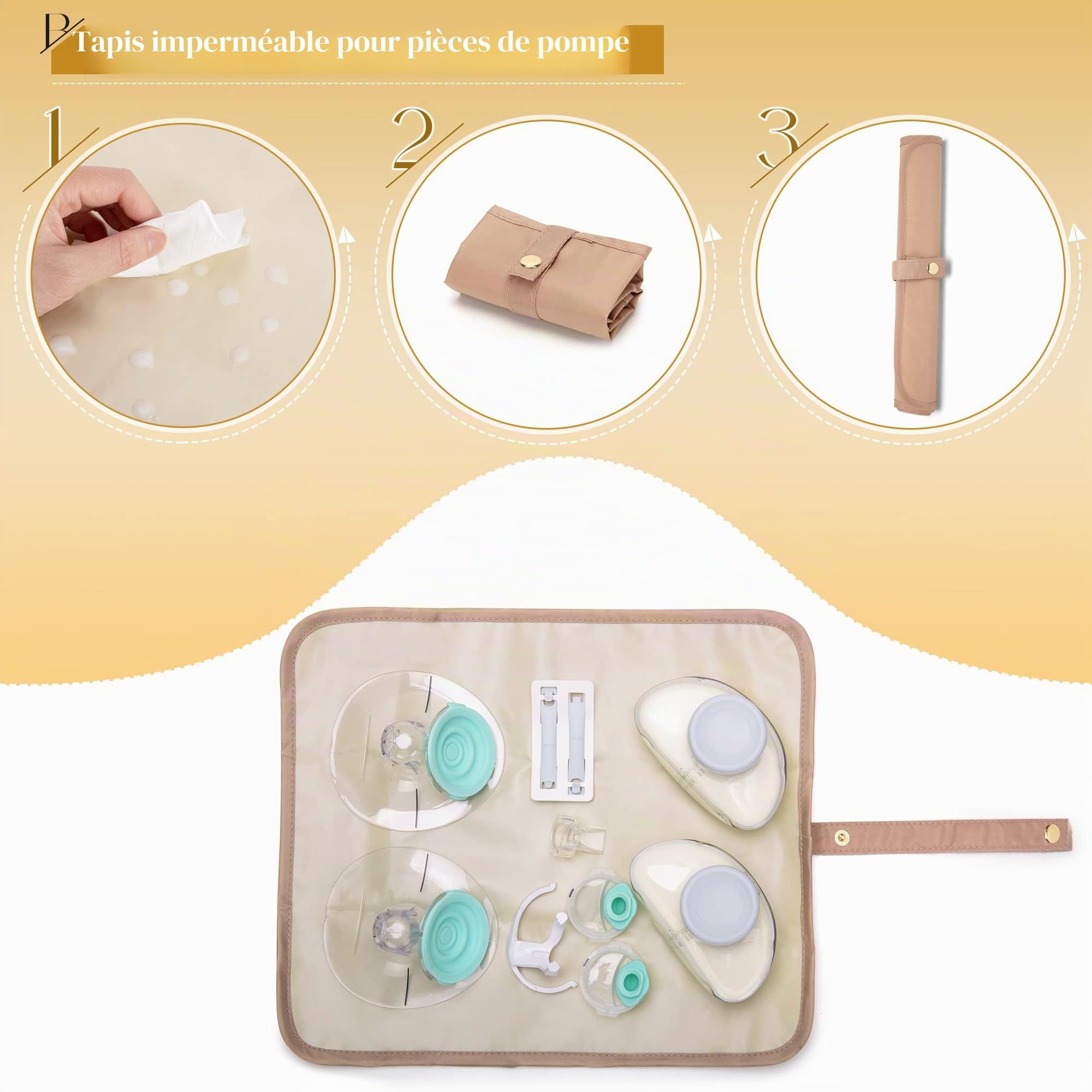 Sac pour tire-lait portable compatible avec les pompes Elvie et Medela Pump in Style, sac de transport double couche avec tapis imperméable et poches isolées pour les mamans qui travaillent, Noir