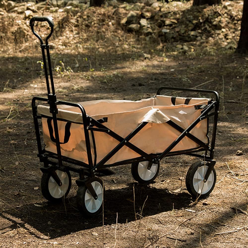 Outdoor Portable Camping Camper Adjustable Handle Foldable Festival Wagon Flat Folding Folding Vehicle Transport and Carrying Trolley Trailer Pull Cart