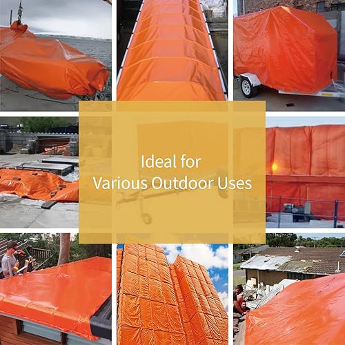 Miniatura 5 de GUARD SHIELD Lona naranja de 6 x 8 pies, impermeable, para exteriores, ligera, 6 mil
