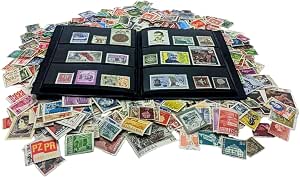 Album Philatélie Débutant Collection De 1000 Timbres Du Monde Avec Album - Timbres Oblitérés Authentiques - Débutant/Collectionneur - Album 14x18 Cm Simili Cuir