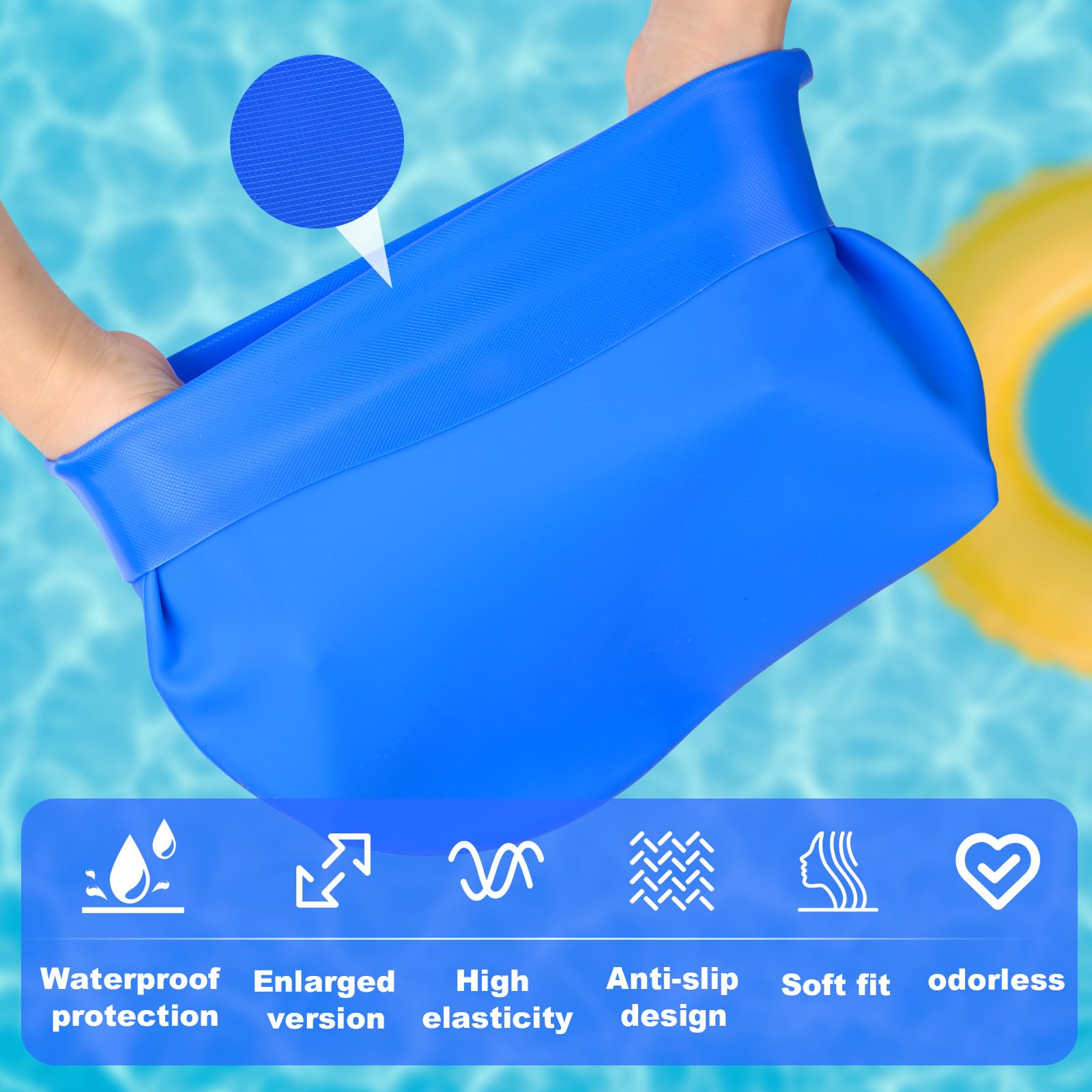 OKTAYOCUM Extra Large Silicone Swimming Cap for Long Hair Weaves, Braids, Afro - Adult Waterproof Swim Cap (BLUE) - Image 3