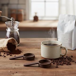2PCS Wooden Coffee Scoops for Ground Coffee | Multi-Function Measuring Spoons for Coffee Tea and Seasonings | Portable Tablespoon Scoop with Retro Design,Easy to Clean for Home Use
