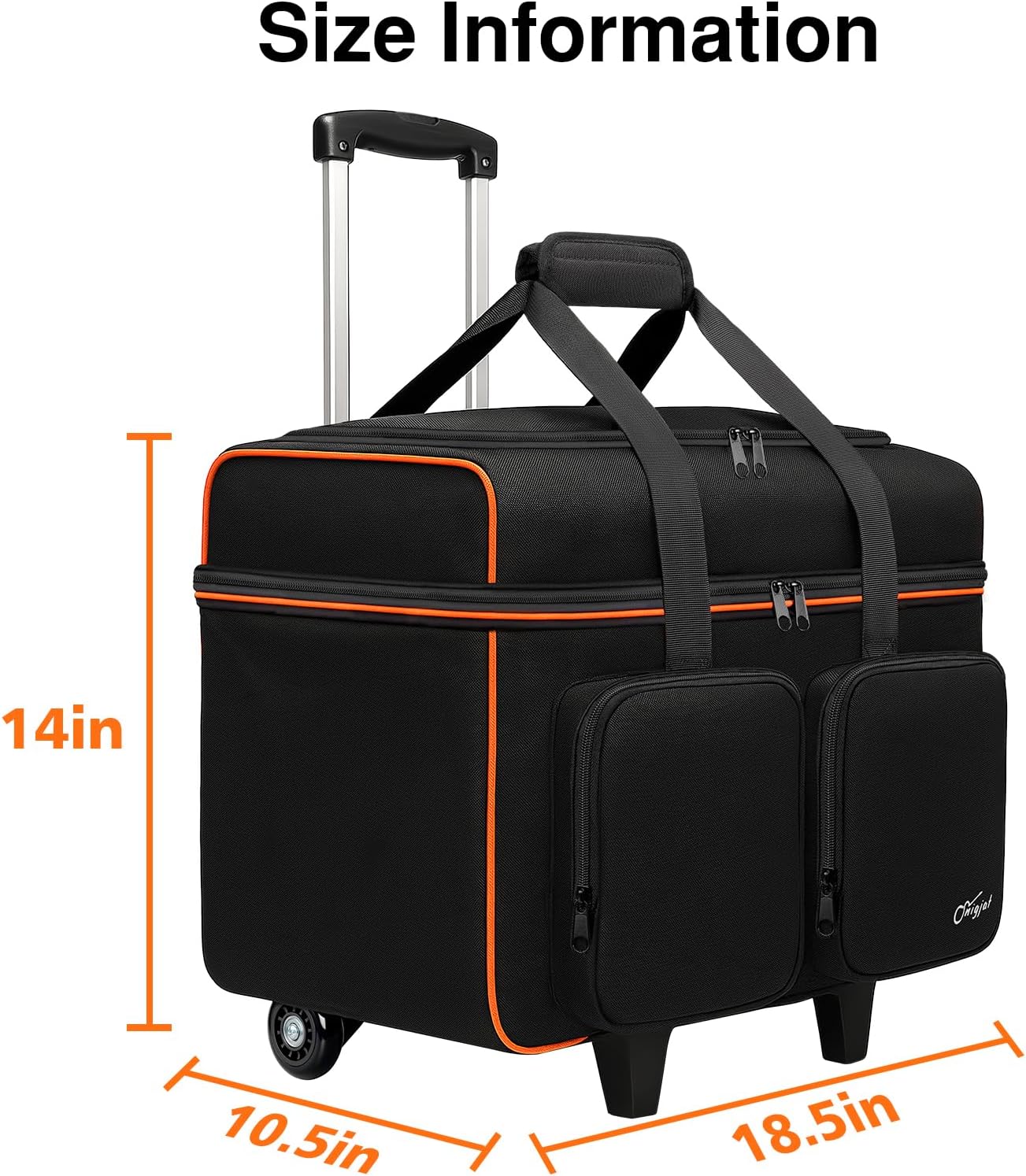 SNIGJAT Rolling DJ Bag, Large Capacity DJ Cable Bag with Detachable Dividers and Trolley, Gig Bag for Musicians, Musician Cable Organizer with Padded Handle and Pocket for Laptop, DJ Acessories - Image 7