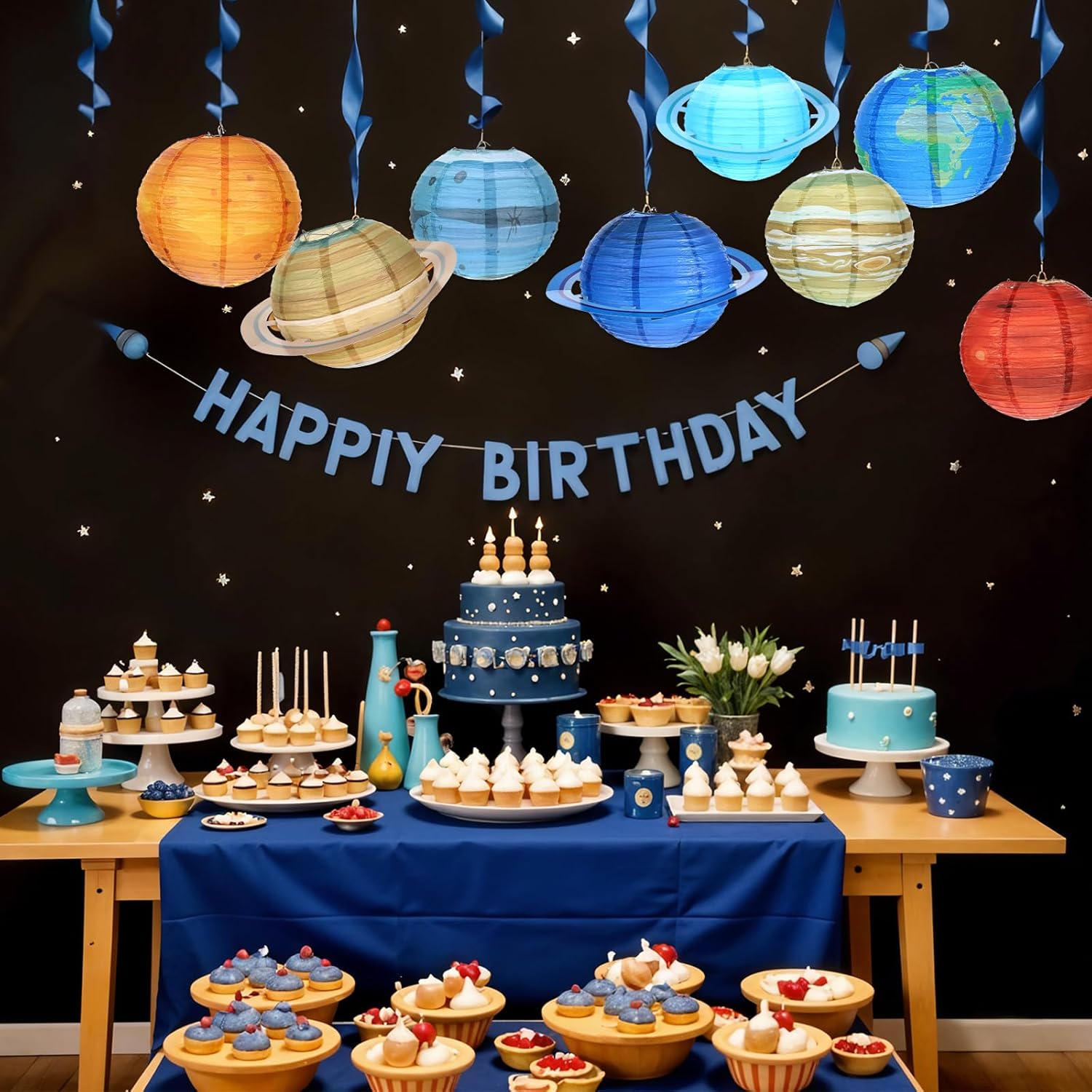 8Pcs Space Planet Paper Lanterns Hanging Planets Lantern Out of This World Space Lanterns Solar System Galaxy Planet Earth Lanterns, Space Theme Party Supplies Home Decor Birthday Decorations