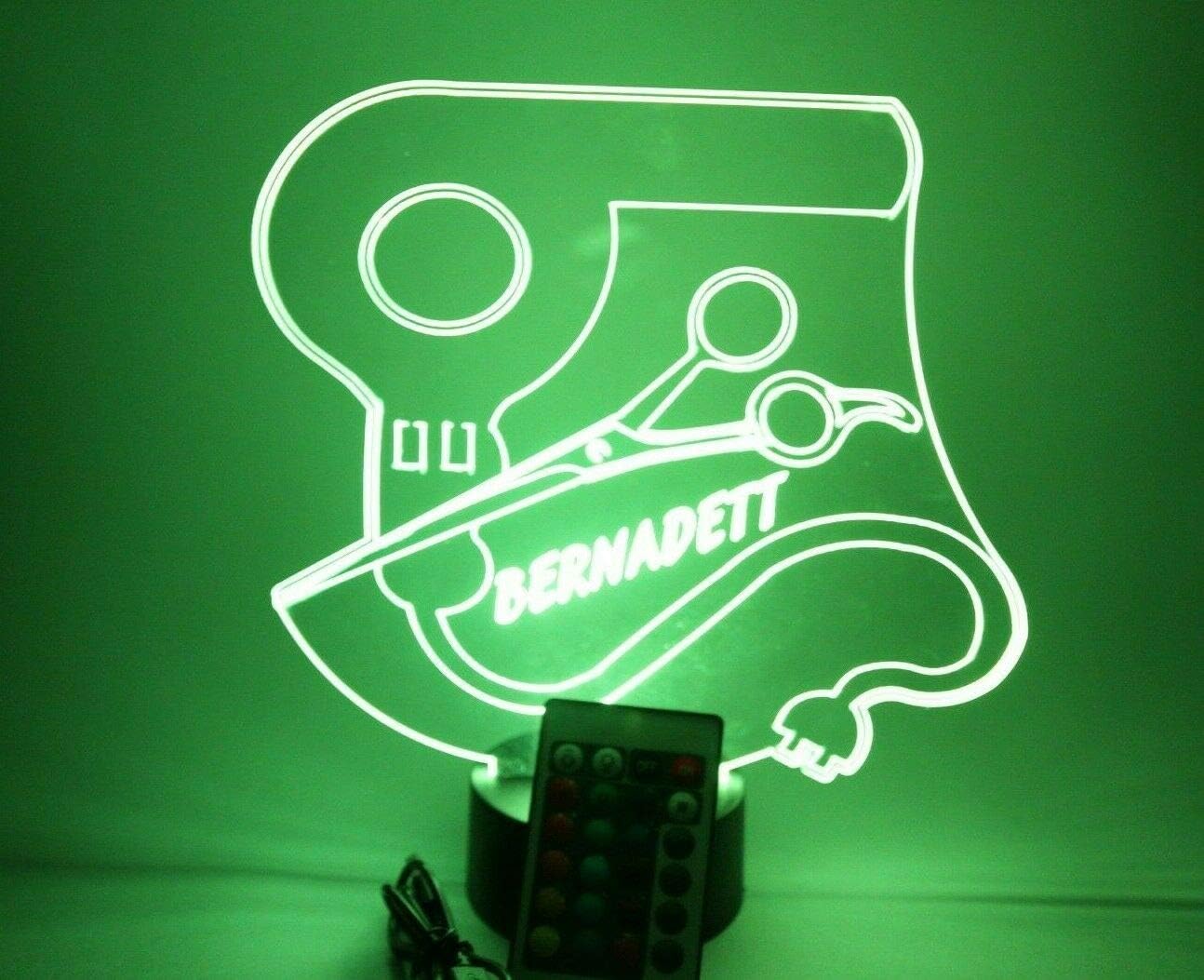 MIRROR MANIA Blow Dryer & Scissors Night Light Up LED Personalized Hair Stylist Dresser Cut Beauty Salon Engraved Table Lamp, It's Wow, with Remote, 16 Color Options, Free Engraved, Great Gift