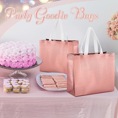 Miniatura 6 de Paquete de 72 bolsas de regalo reutilizables con asas, brillantes, reutilizables, bolsas de comestibles, bolsas de mano para boda, dama de honor,