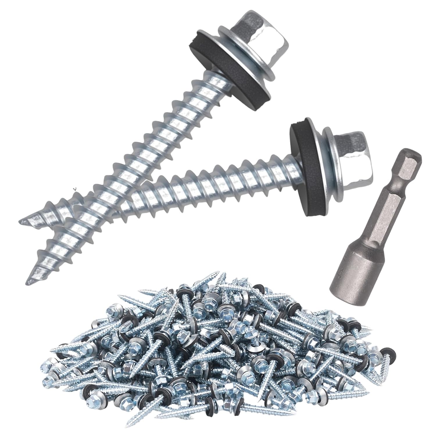 Metal Roofing Screws 300PCS #10 x 1-1/2 inch, Hex Head Sheet Metal Roof Screw with EPDM Washer Replacement for Corrugated Roofing
