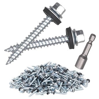 10 x 1-1/2 inch Metal Roofing Screws Hex Head Sheet Metal Roof Screw-300PCS