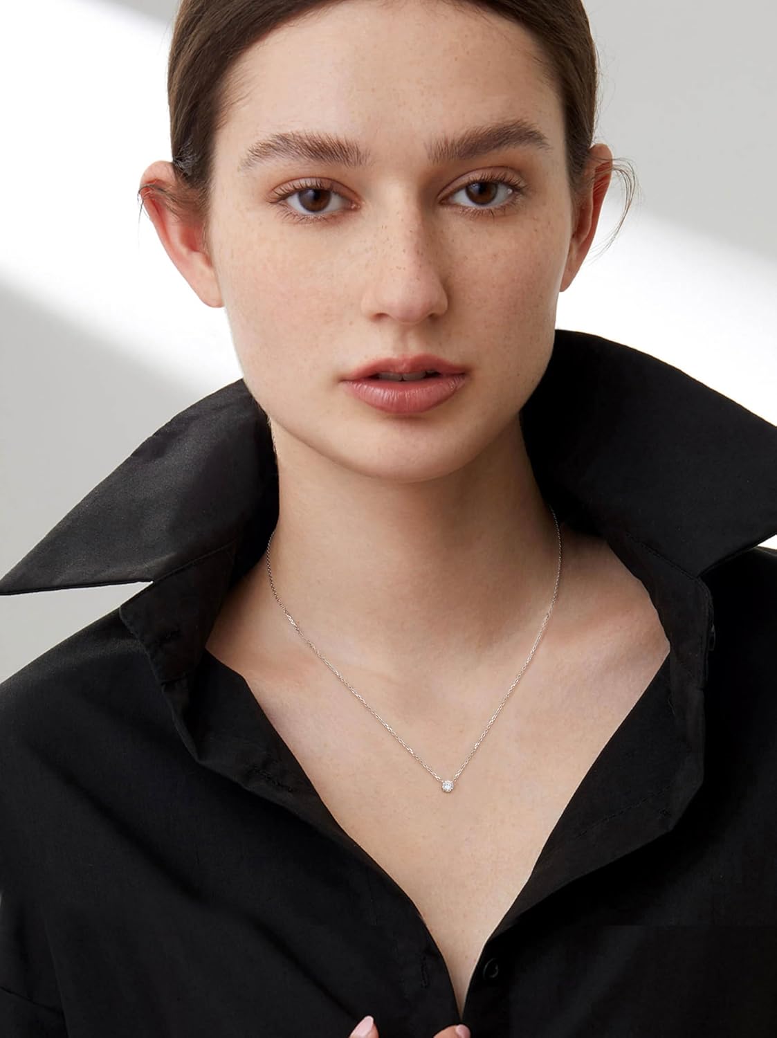 S.Leaf Gold Necklace for Women Sterling Silver Gold Plated Choker Pendant Cubic Zirconia Solitaire Necklaces for Women Birthday Gifts - Image 3