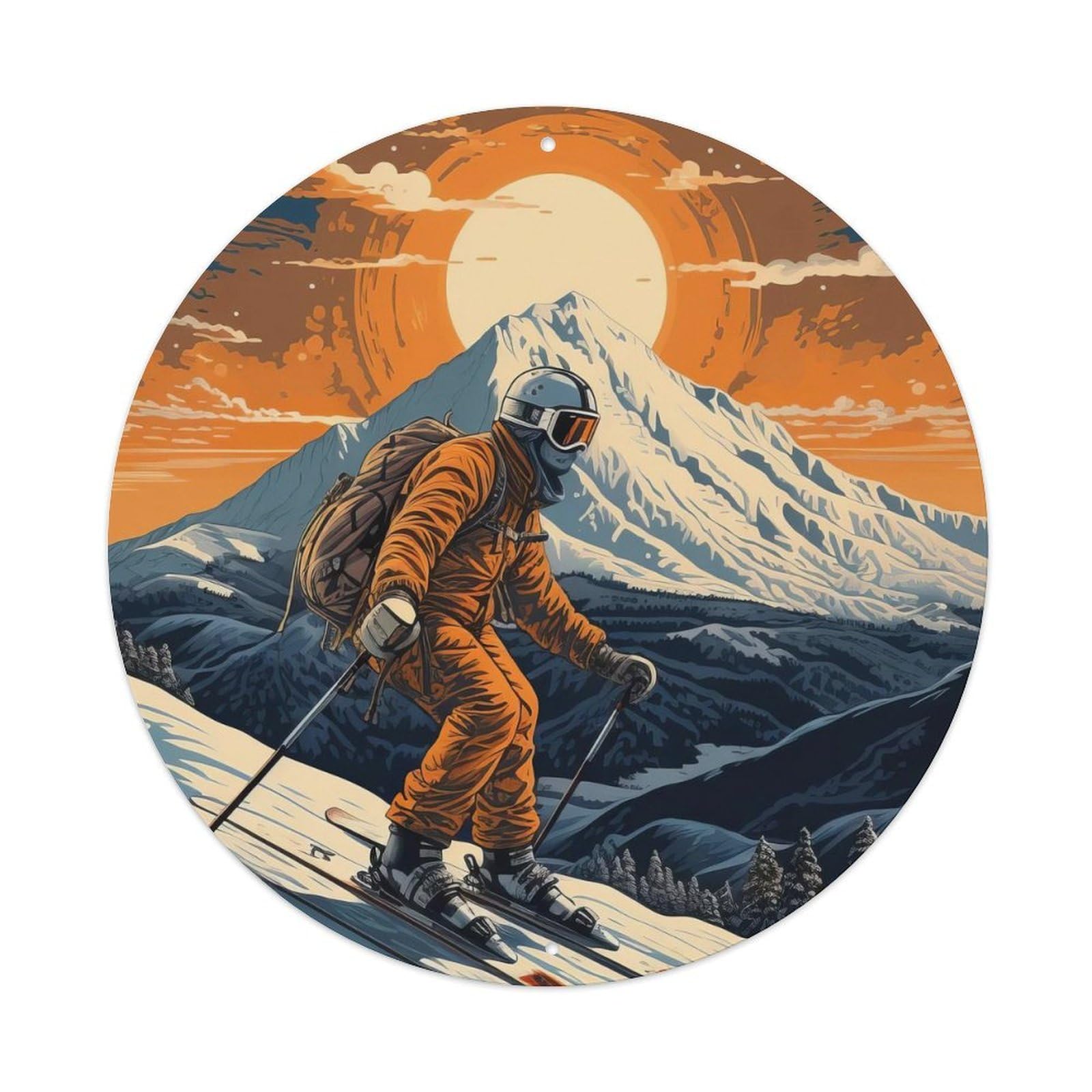 Extreme Sports Orange Skiing Windrider Metal Tin Sign