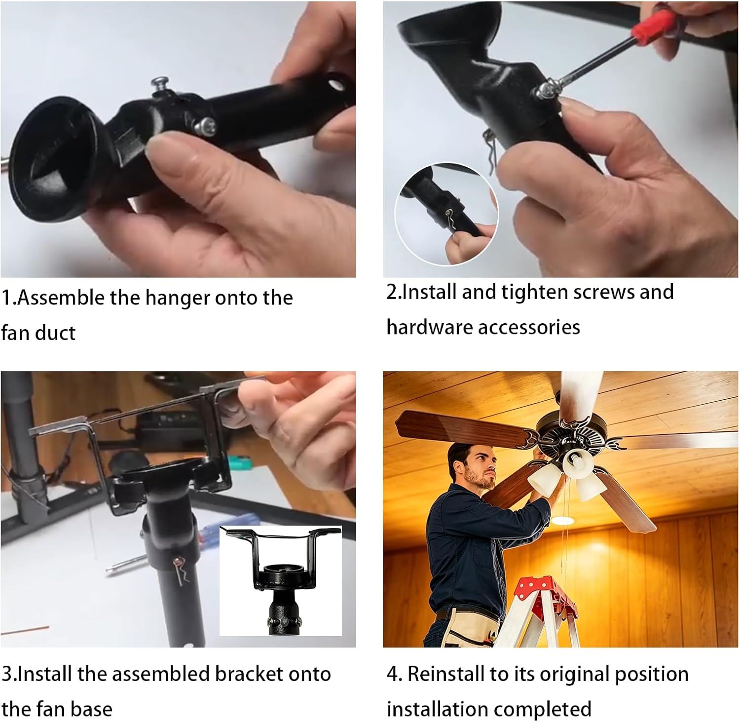 Sloped Ceiling Fan Adapter, Black, up to 45 Degrees | Cast Aluminum, Vaulted Ceiling Fan Mount, Compatible with 1 Inch O D Downrods, Heavy Duty Design for Optimal Performance