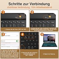 Tumeiguan Háttérvilágítású Bluetooth Billentyűzet - Megnövelt Billentyűkkel, QWERTZ Német Kiosztás, iOS/Android/Windows/Mac Kompatibilis, Ul 7
